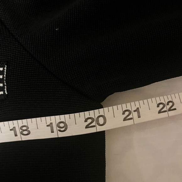 Two Two Boutique Black Cardigan,White Geometric Trim, Crystal buttons, size L - Picture 9 of 10